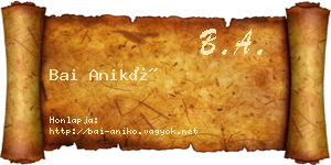 Bai Anikó névjegykártya