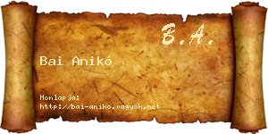 Bai Anikó névjegykártya